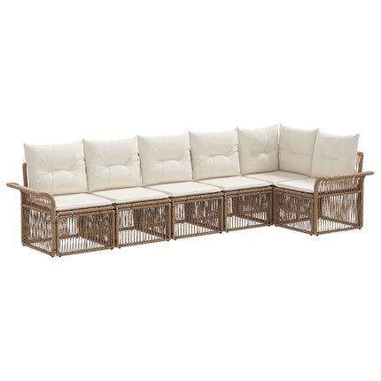 Trädgårdsoffset 6 pcs Beige konstrotting
