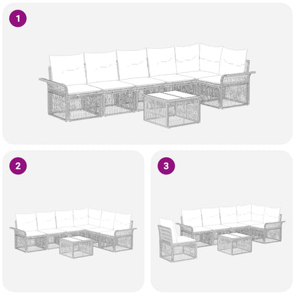 Trädgårdsoffset 7 pcs Svart konstrotting