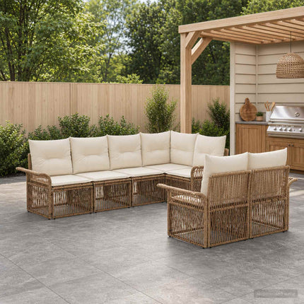 Trädgårdsoffset 7 st 7-Antal sittplatser Beige konstrotting