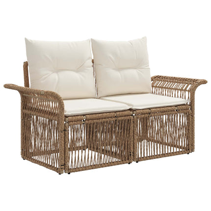 Trädgårdsoffset 7 st 7-Antal sittplatser Beige konstrotting