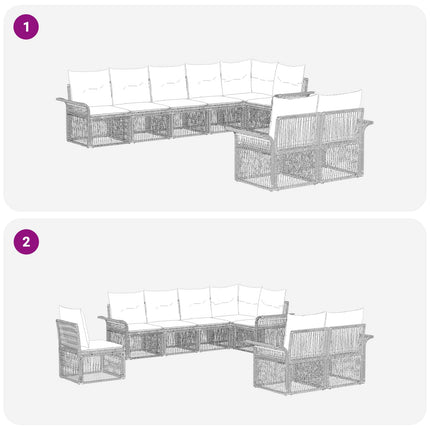 Trädgårdsoffset 8 pcs Svart konstrotting