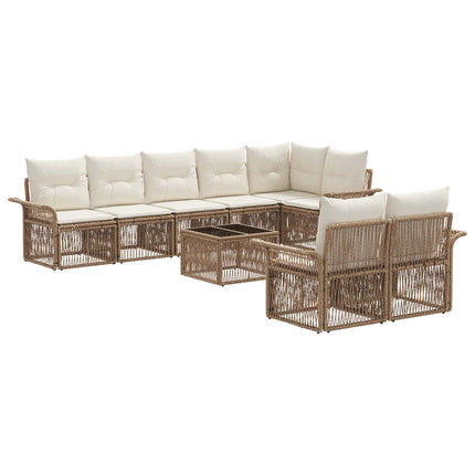 Trädgårdsoffset 9 pcs Beige konstrotting