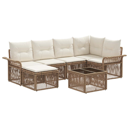 Trädgårdsoffset 7 pcs Beige konstrotting