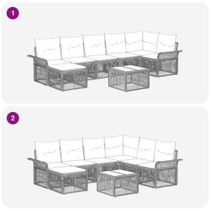 Trädgårdsoffset 8 pcs Beige konstrotting