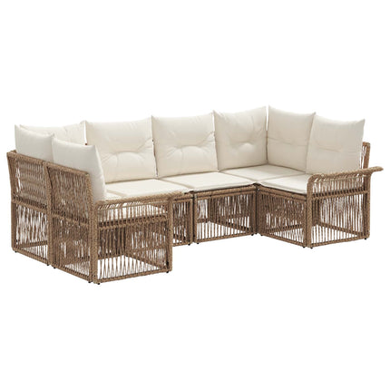 Trädgårdsoffset 6 st 6-Antal sittplatser Beige konstrotting