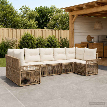 Trädgårdsoffset 7 st 7-Antal sittplatser Beige konstrotting