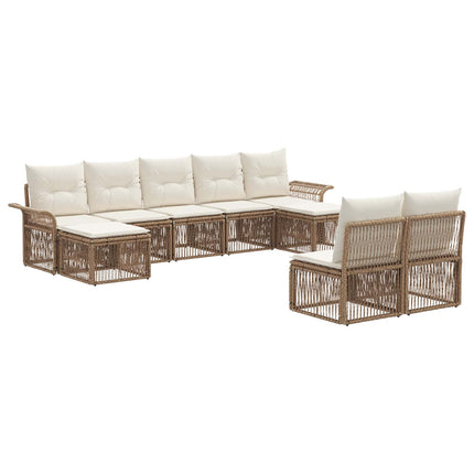 Trädgårdsoffset 9 pcs Beige konstrotting