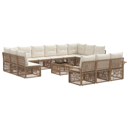 Trädgårdsoffset 14 pcs Beige konstrotting