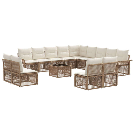 Trädgårdsoffset 14 pcs Beige konstrotting