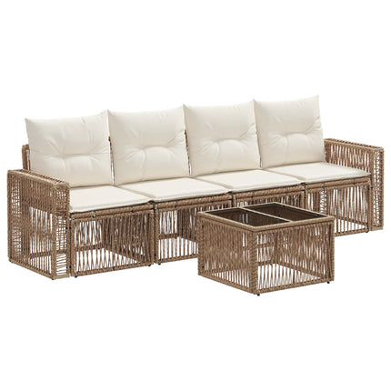 Trädgårdsoffset 5 pcs Beige och krämvit konstrotting
