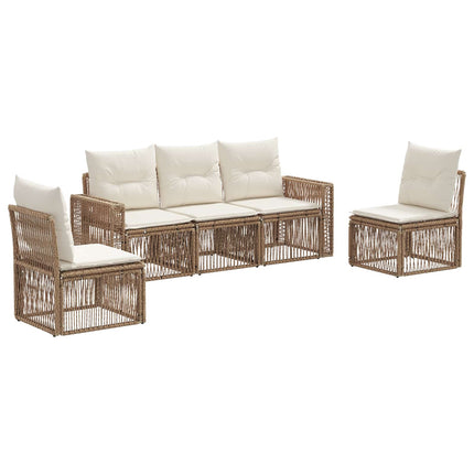 Trädgårdsoffset 5 pcs Beige och krämvit konstrotting