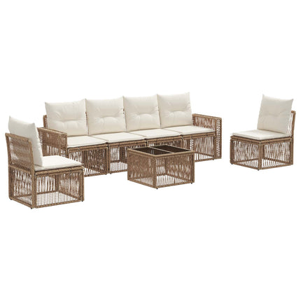 Trädgårdsoffset 7 pcs Beige och krämvit konstrotting
