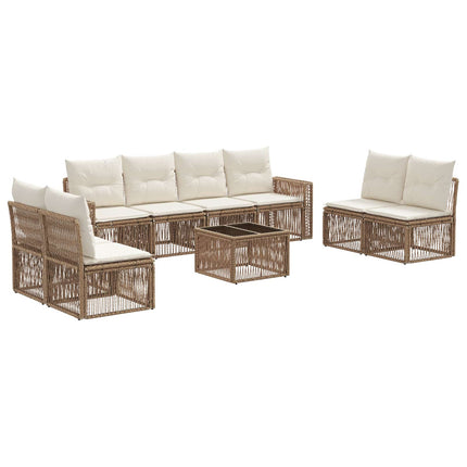 Trädgårdsoffset 9 pcs Beige och krämvit konstrotting