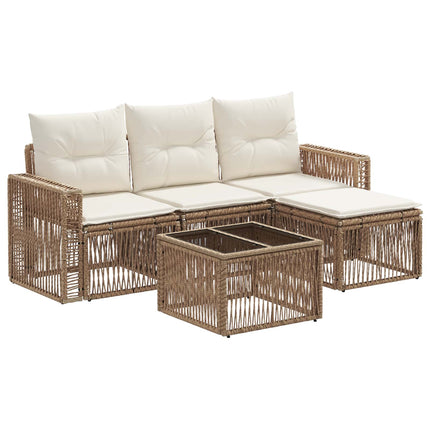Trädgårdsoffset 5 pcs Beige och krämvit konstrotting