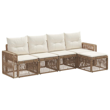 Trädgårdsoffset 5 pcs Beige och krämvit konstrotting