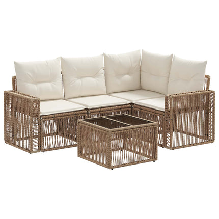 Trädgårdsoffset 5 pcs Beige och krämvit konstrotting