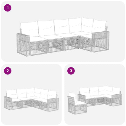 Trädgårdsoffset 5 pcs Beige och krämvit konstrotting