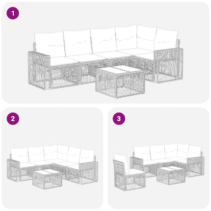 Trädgårdsoffset 6 pcs Svart och krämvit konstrotting