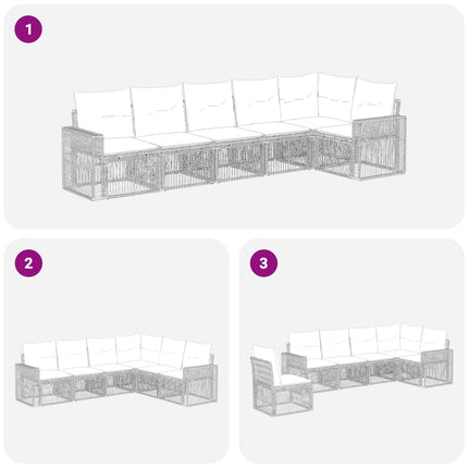 Trädgårdsoffset 6 pcs Svart och krämvit konstrotting
