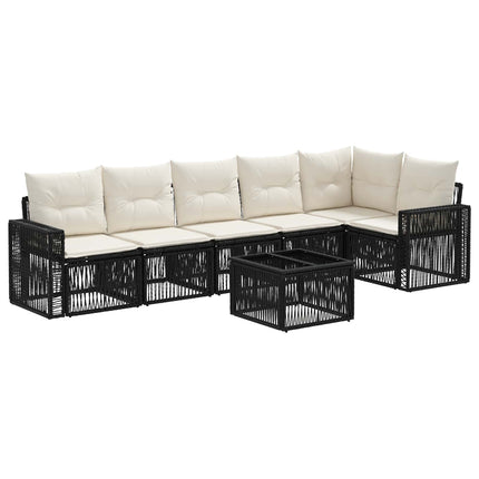 Trädgårdsoffset 7 pcs Svart och krämvit konstrotting