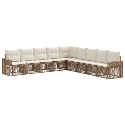 Trädgårdsoffset 9 pcs Beige och krämvit konstrotting