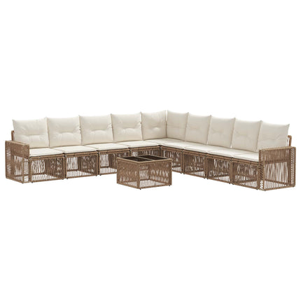 Trädgårdsoffset 10 pcs Beige och krämvit konstrotting
