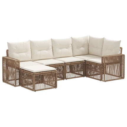 Trädgårdsoffset 6 pcs Beige och krämvit konstrotting
