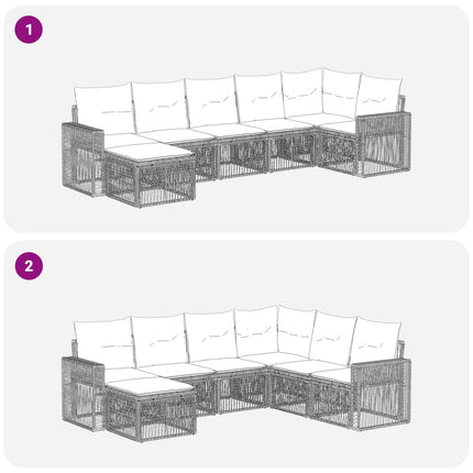 Trädgårdsoffset 7 pcs Grå och mörkgrå konstrotting