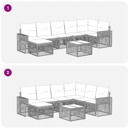 Trädgårdsoffset 8 pcs Svart och krämvit konstrotting