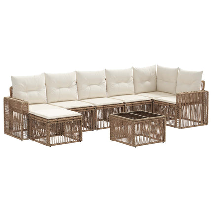 Trädgårdsoffset 8 pcs Beige och krämvit konstrotting