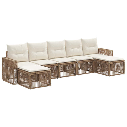 Trädgårdsoffset 7 pcs Beige och krämvit konstrotting