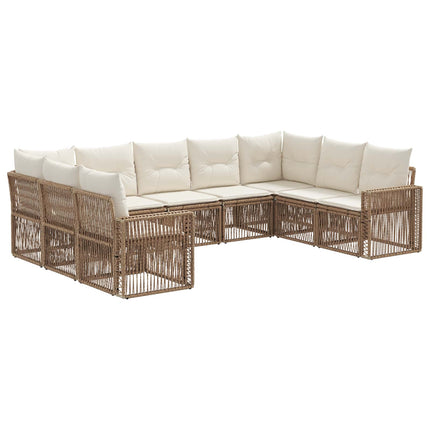 Trädgårdsoffset 9 pcs Beige och krämvit konstrotting