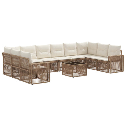 Trädgårdsoffset 11 pcs Beige och krämvit konstrotting