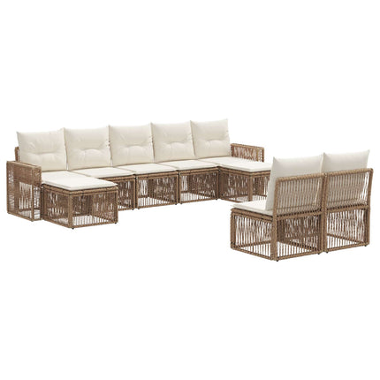 Trädgårdsoffset 9 pcs Beige och krämvit konstrotting