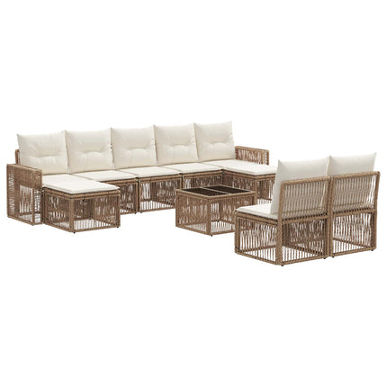 Trädgårdsoffset 10 pcs Beige och krämvit konstrotting