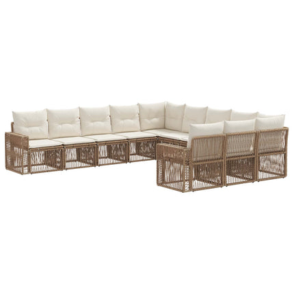Trädgårdsoffset 11 pcs Beige och krämvit konstrotting