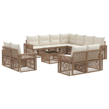 Trädgårdsoffset 12 pcs Beige och krämvit konstrotting