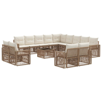 Trädgårdsoffset 14 pcs Beige och krämvit konstrotting