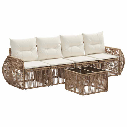 Trädgårdsoffset 5 pcs Beige och krämvit konstrotting