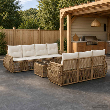 Trädgårdsoffset 8 st Beige konstrotting