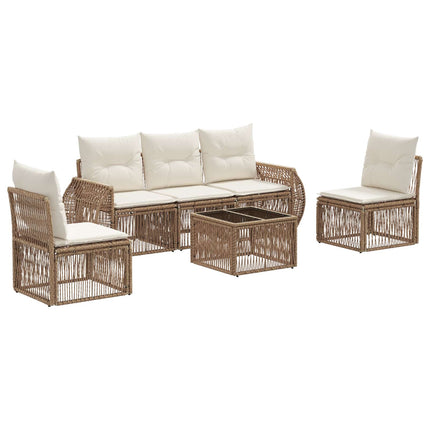 Trädgårdsoffset 6 pcs Beige och krämvit konstrotting