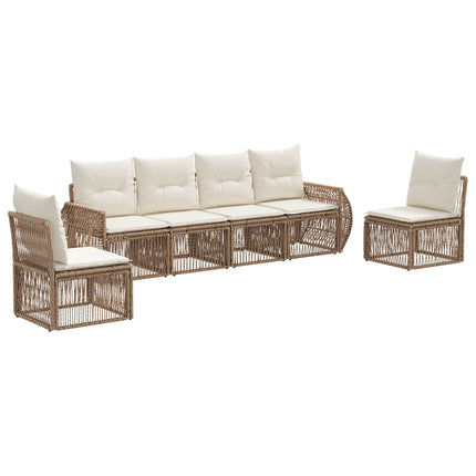 Trädgårdsoffset 6 pcs Beige och krämvit konstrotting