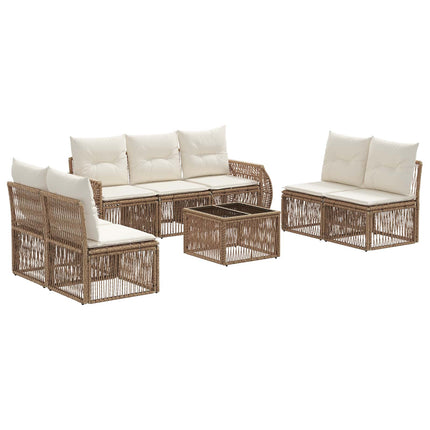 Trädgårdsoffset 8 pcs Beige och krämvit konstrotting