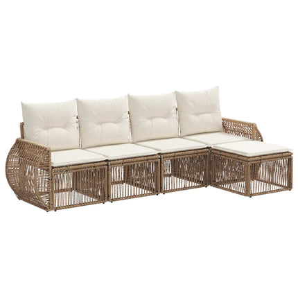Trädgårdsoffset 5 pcs Beige och krämvit konstrotting