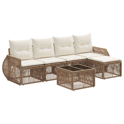 Trädgårdsoffset 6 pcs Beige och krämvit konstrotting