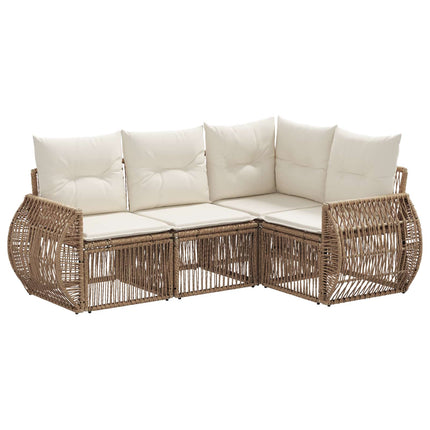 Trädgårdsoffset 4 pcs Beige och krämvit konstrotting