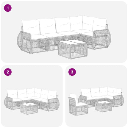 Trädgårdsoffset 6 pcs Svart och krämvit konstrotting