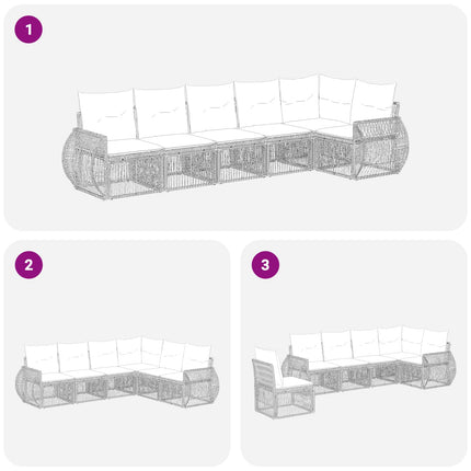 Trädgårdsoffset 6 pcs Grå och mörkgrå konstrotting