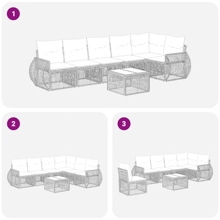 Trädgårdsoffset 7 pcs Beige och krämvit konstrotting