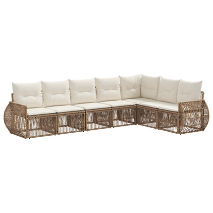 Trädgårdsoffset 7 pcs Beige och krämvit konstrotting